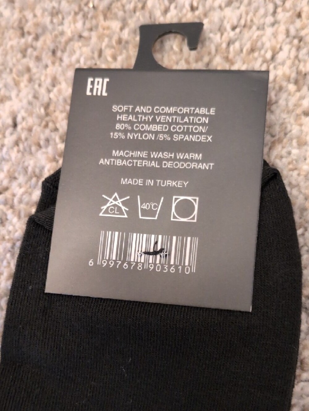 Burberry Black Ankle Socks with Red and Cream Stripe Detail - Picture 4 of 5